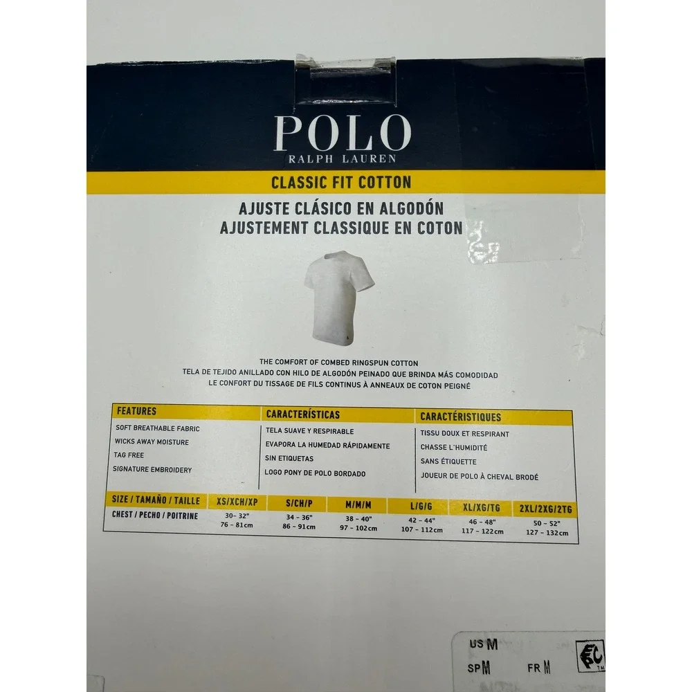 Polo Ralph Lauren Undershirt Men M White 3-Pack Classic Fit Cotton Crew Neck NEW
